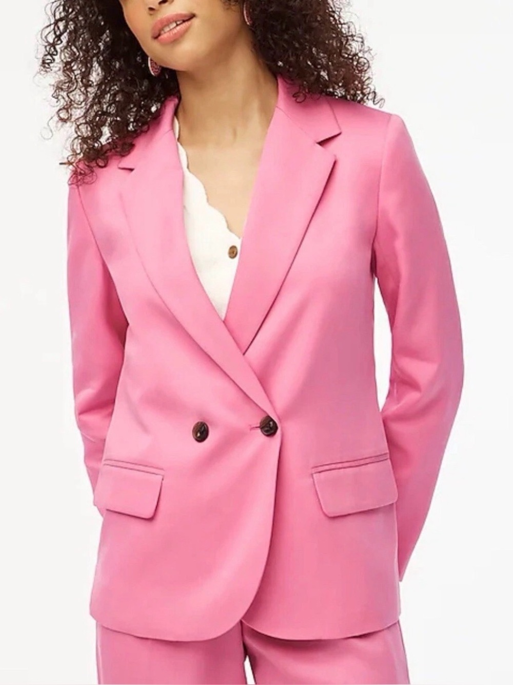 J.CREW Women’s Drapey Twill Blazer Suit Jacket Pink Double Breasted 6 NEW 516